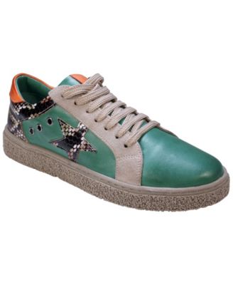 Women's Charlee Snakeskin Two-Tone Star Motif Lace Up Sneakers