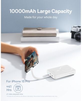 10000mAh Magnetic Power Bank 30W MagSafe Portable Charger, Yellow