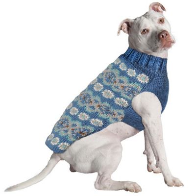 L Teal Alpaca Fairisle Dog Sweater