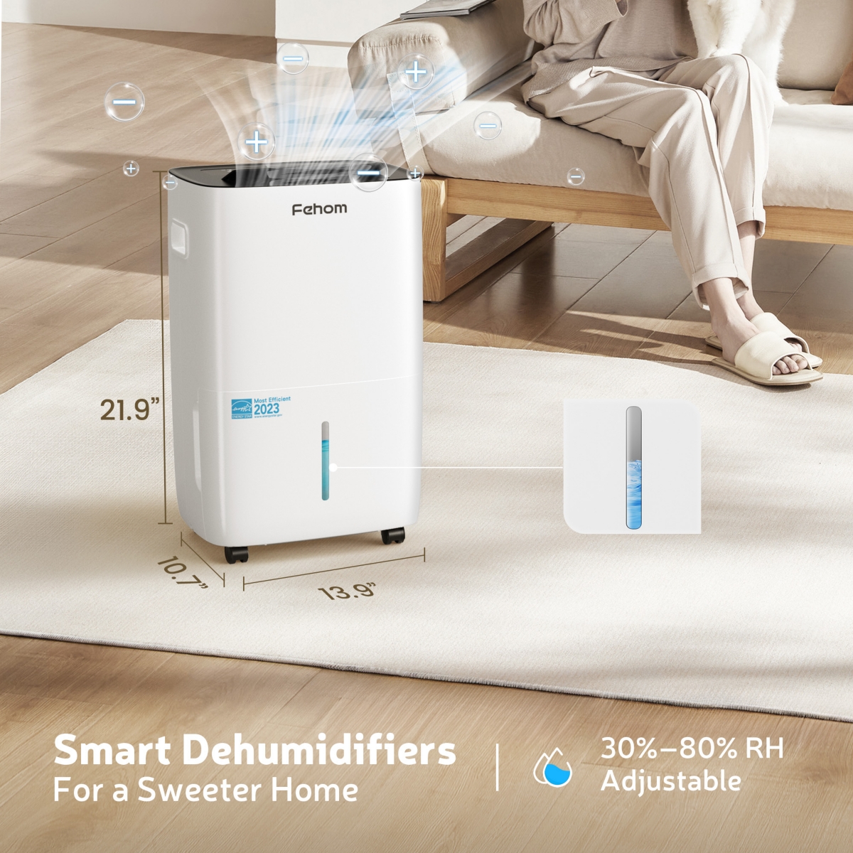 Waykar Fehom 5,000 Sq. Ft Dehumidifier for Extra Large Rooms & Basements 80 Pint/ Day