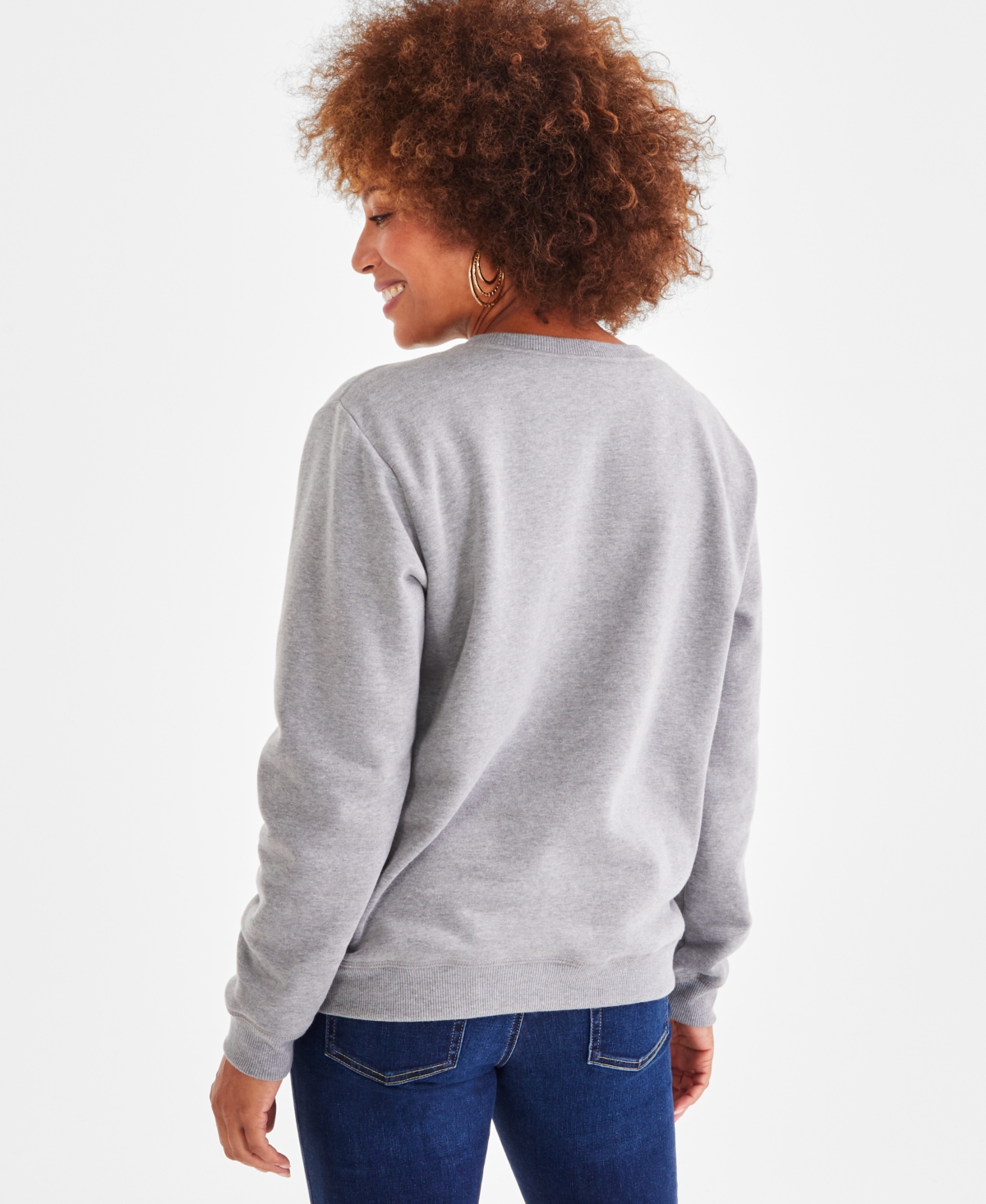 Style & Co Petite Crewneck Long-Sleeve Fleece Sweatshirt, Created for Macy's