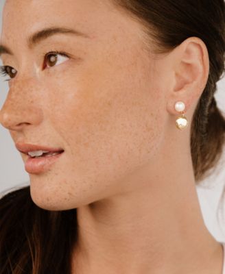 Small Pebble and Freshwater Pearl Dangle Earrings