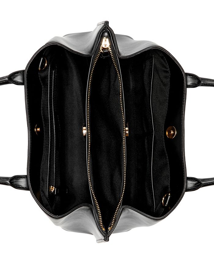 Nine West Leonel 3 Compartment Satchel | Adjustable Shoulder Strap, Magnetic Closures, Interior Pockets, Cotton Blend Lining