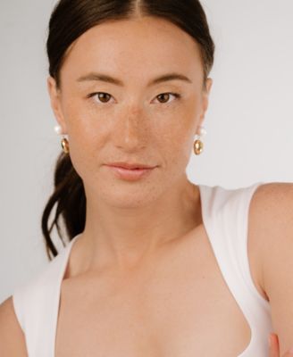 Pebble and Freshwater Pearl Dangle Earrings