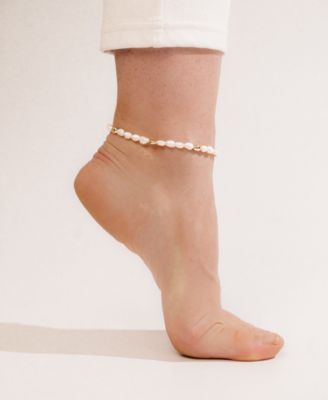 Freshwater Pearl Polished Pebble Beaded Anklet