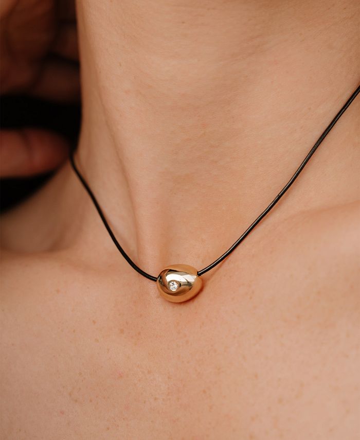 ETTIKA Single Crystal Polished Pebble Leather Pendant Necklace - Macy's