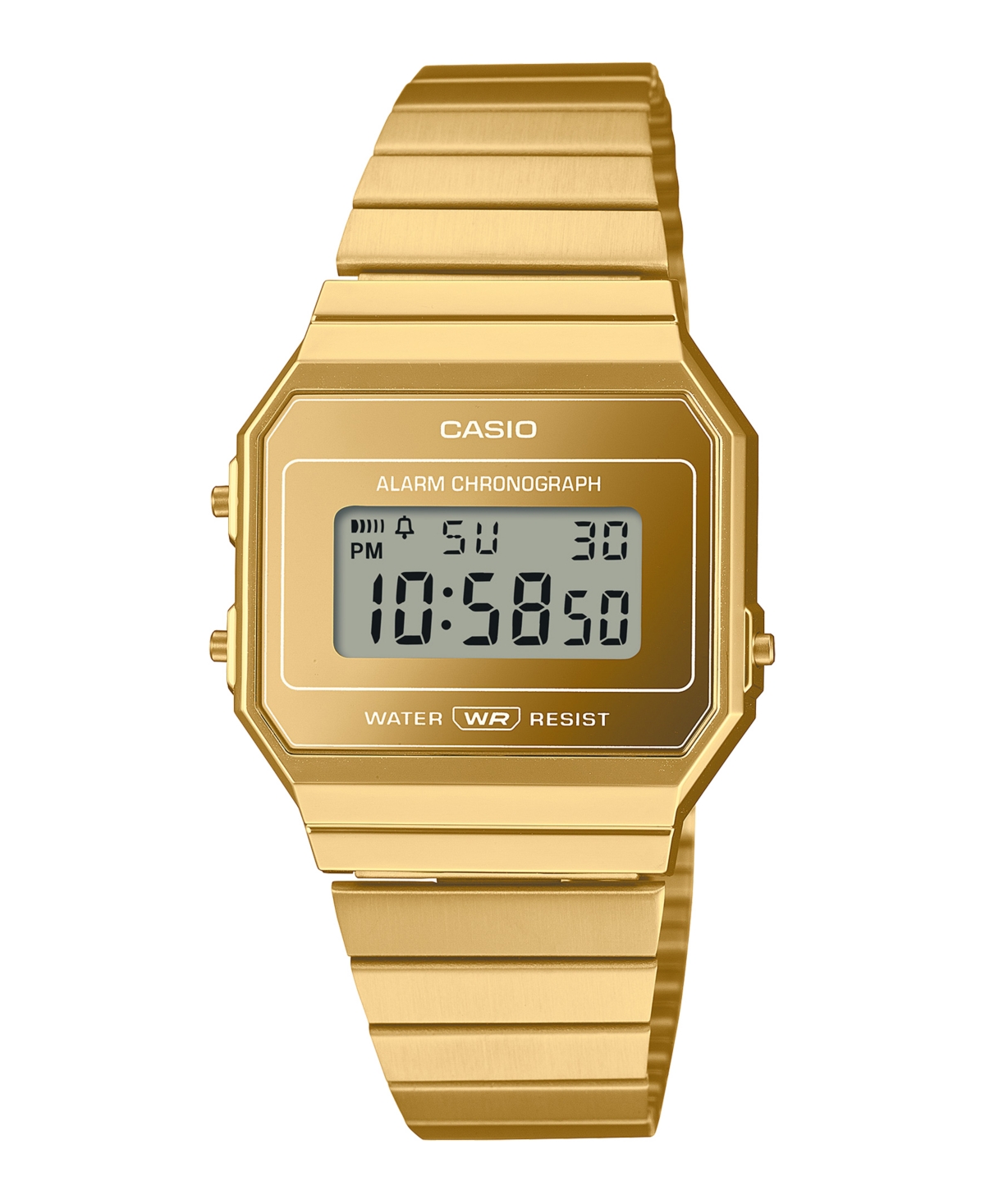 Unisex Digital Gold Tone Stainless Steel Watch, 35.5mm A700WEVG-9AVT - Gold