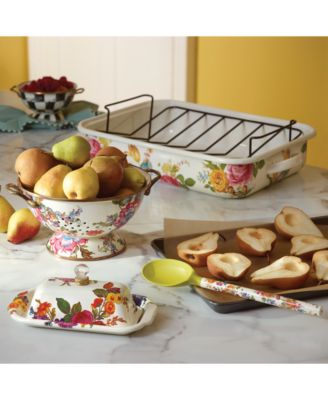 White Flower Market Large Colander