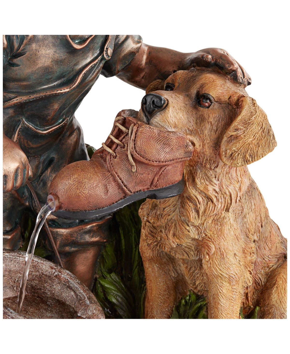 Northport Modern Boy Plays with Dog Outdoor Floor Water Fountain 24 3/4