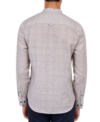 Бруклинская бригада Brooklyn Brigade Мужская рубашка мандаринового цвета с геопринтом на пуговицах впитывающая влагу Dumbo 19790₽