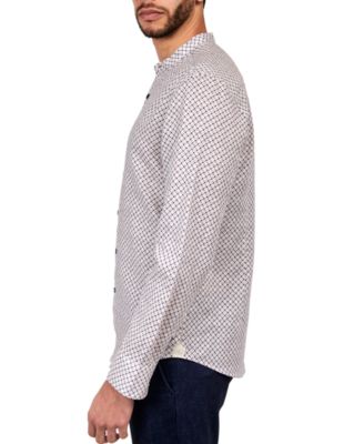 Men's Dumbo Moisture-Wicking Interlocking Geo-Print Button-Down Mandarin Shirt