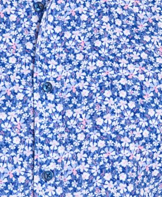 Men's Non-Iron Performance Stretch Moisture-Wicking Mini-Floral Button-Down Shirt