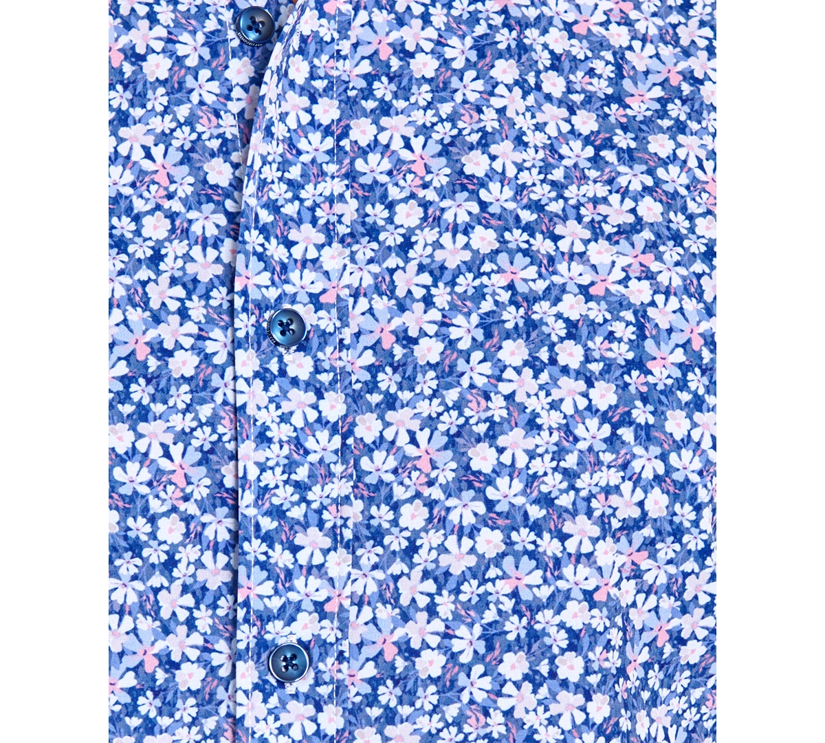 Brooklyn Brigade Men's Non-Iron Performance Stretch Moisture-Wicking Mini-Floral Button-Down Shirt -blue