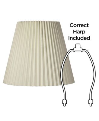 Set of 2 Pleated Empire Lamp Shades Ivory Large 10" Top x 17" Bottom x 14.75" High Spider with Harp and Finial Fitting