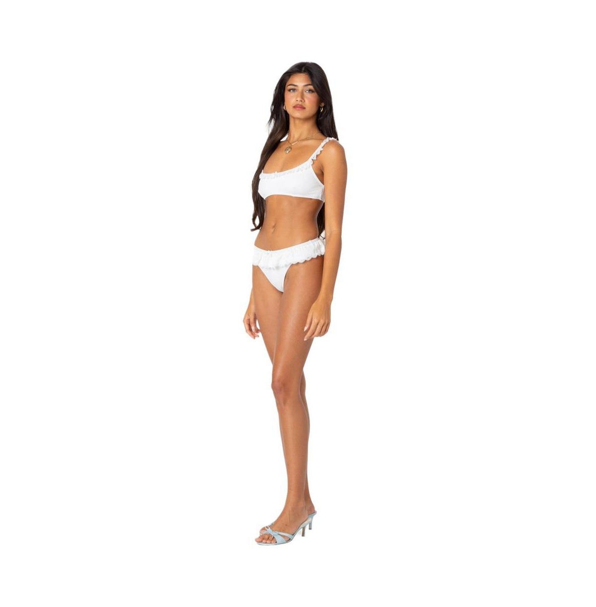 Edikted Women's Lacey Ruffled Bikini Bottom