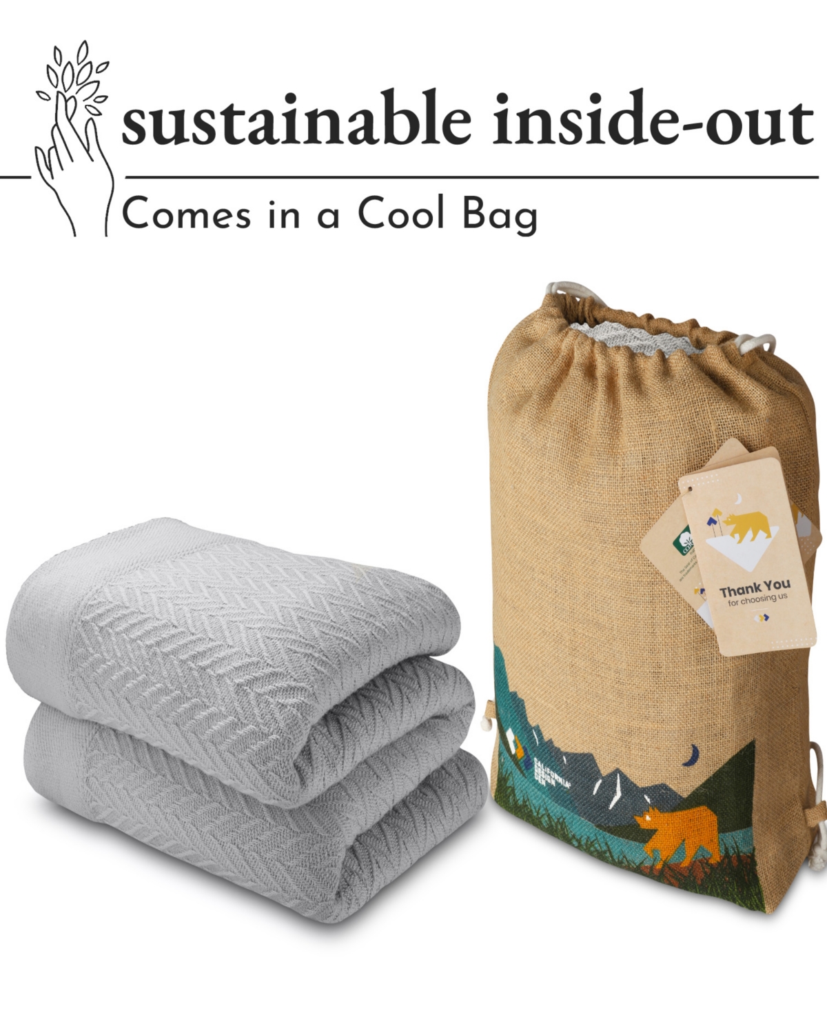 California Design Den 100% Cotton Blanket, Breathable Bed Blanket, All Season Size Cotton Blanket by