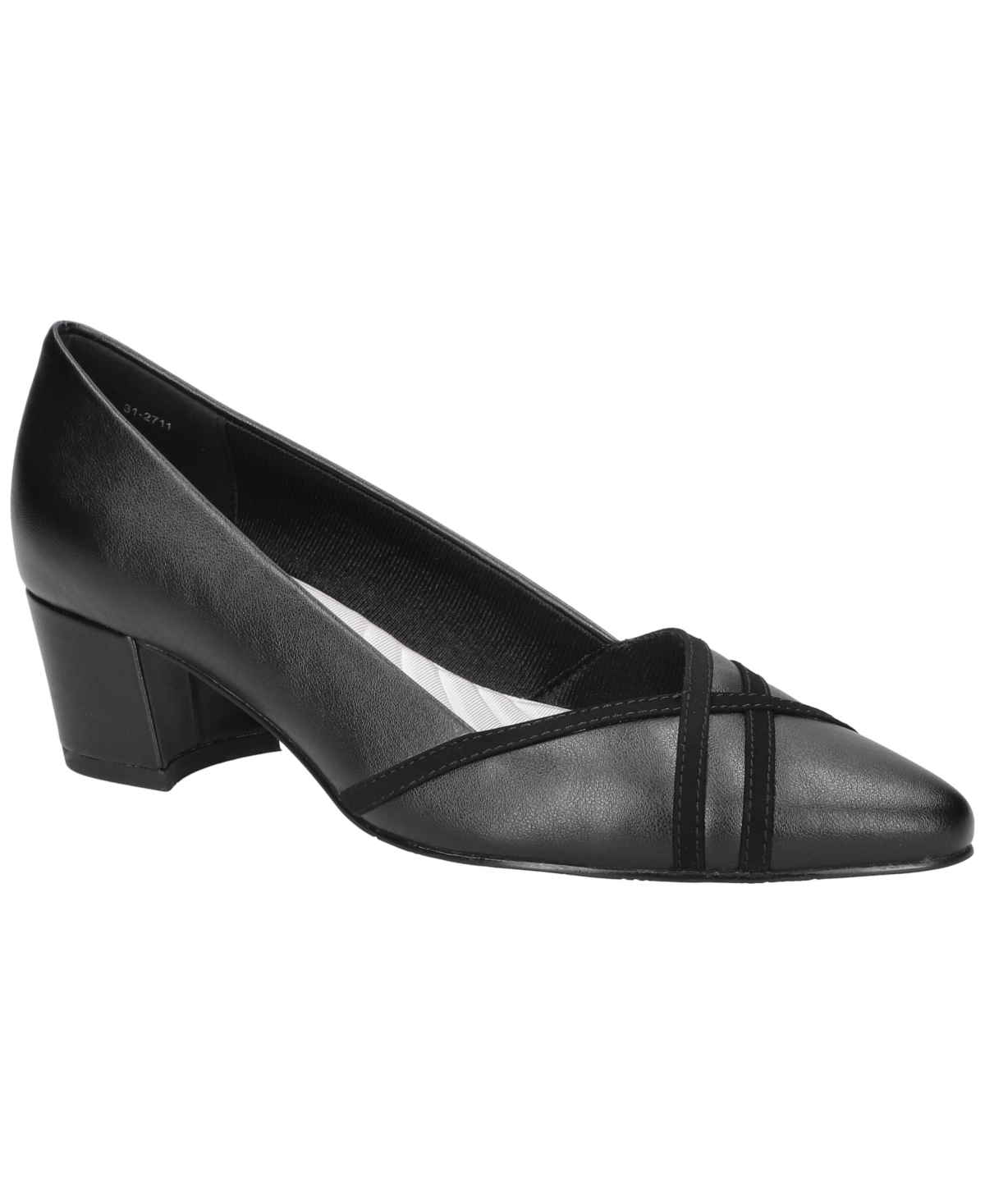 Shop Easy Street Women's Lotus Block Heel Pumps In Black