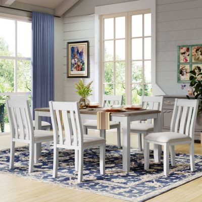 7-Piece Retro Dining Set with Extendable Table