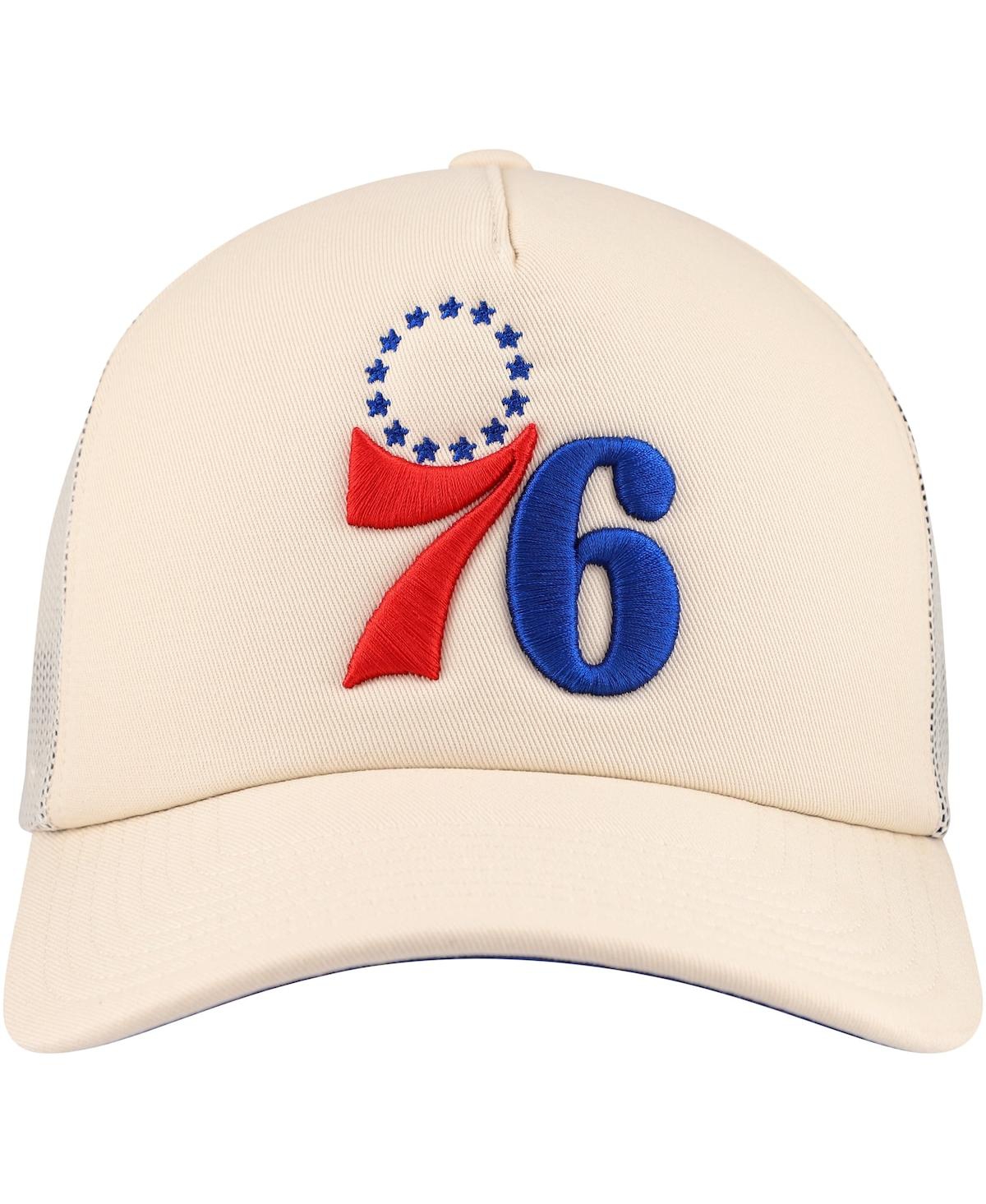 Mitchell & Ness Men's Cream Philadelphia 76ers Trucker Adjustable Hat