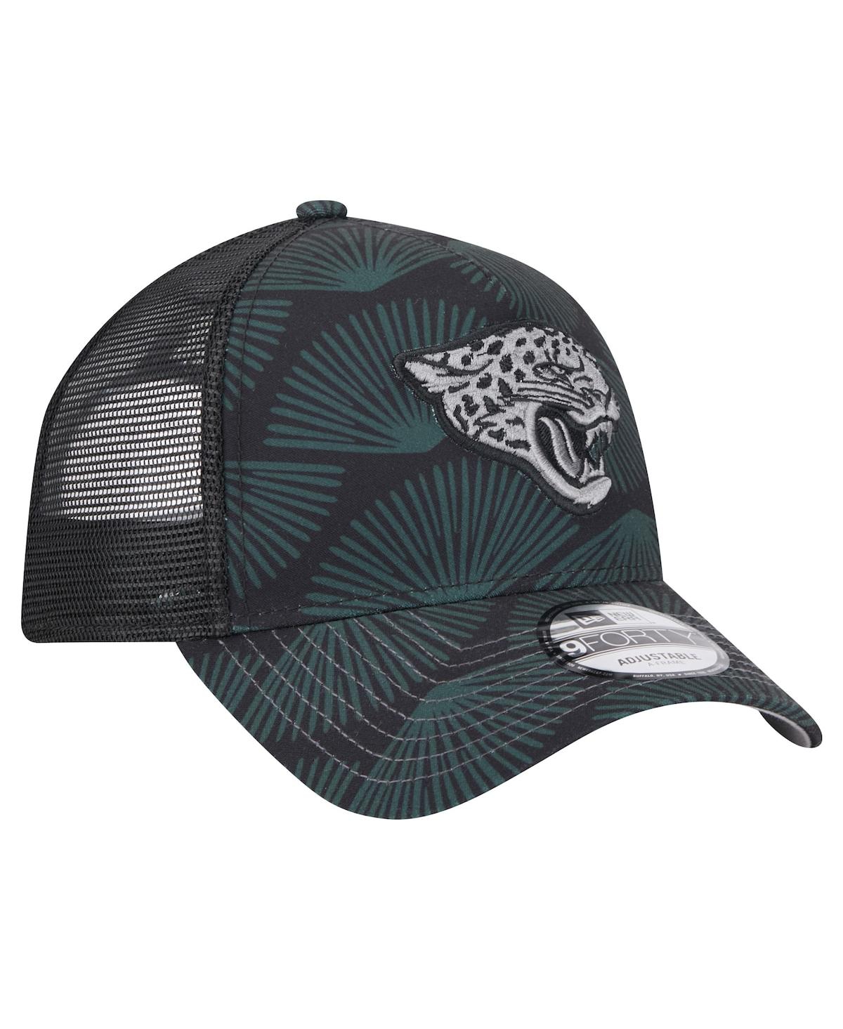 NEW ERA MEN'S BLACK JACKSONVILLE JAGUARS AGAVE TRUCKER 9FORTY ADJUSTABLE HAT 