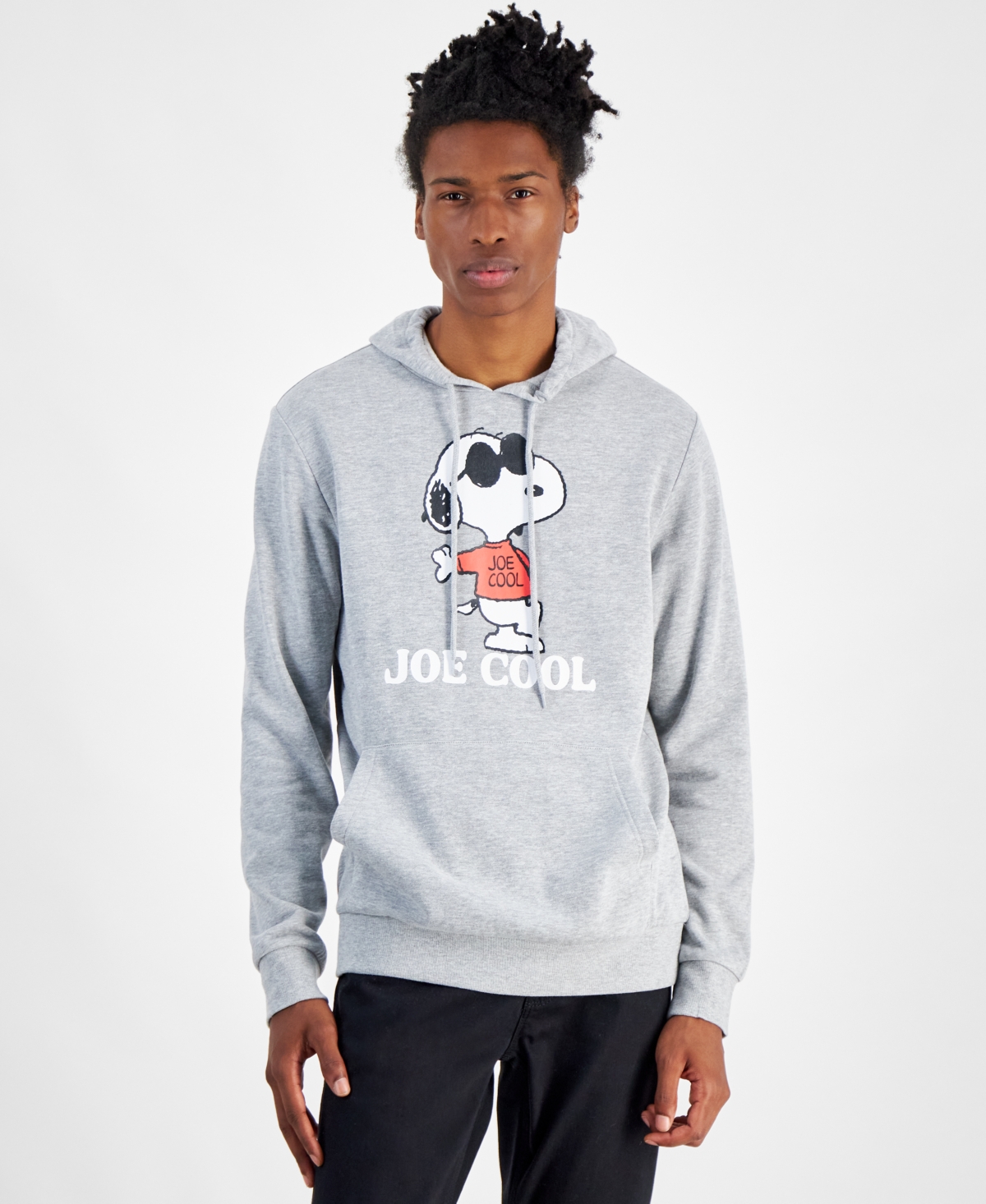 Men's Peanuts Joe Cool Regular-Fit Printed Fleece Hoodie - Grey