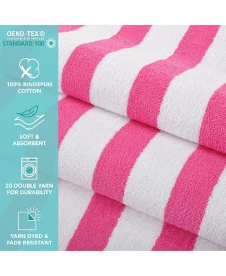 Cali Cabana Striped Soft Cotton 4 Pack Beach Towels, 30x60 in