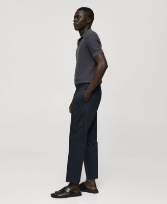 Men's Slim-Fit Cotton Pleated Pants