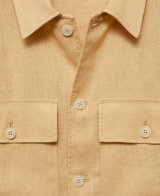 Men's Linen Pockets Detail Overshirt