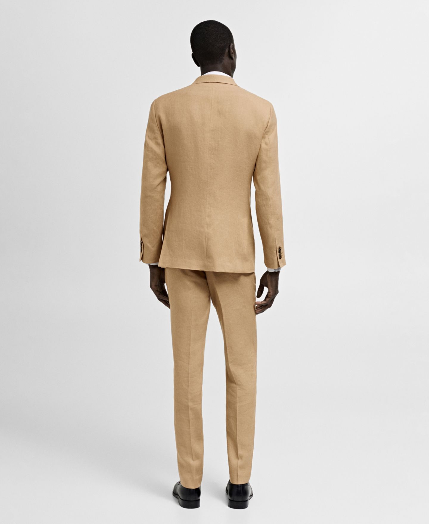 Мужской пиджак MANGO Linen Slim-Fit Suit Blazer, цвет: Средний коричневый — фото 2