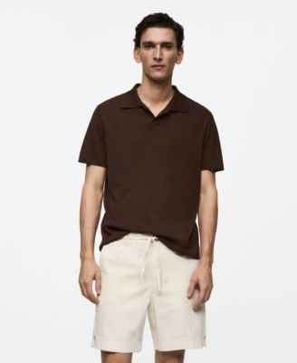 Men's Slim-Fit Textured Cotton Polo Shirt