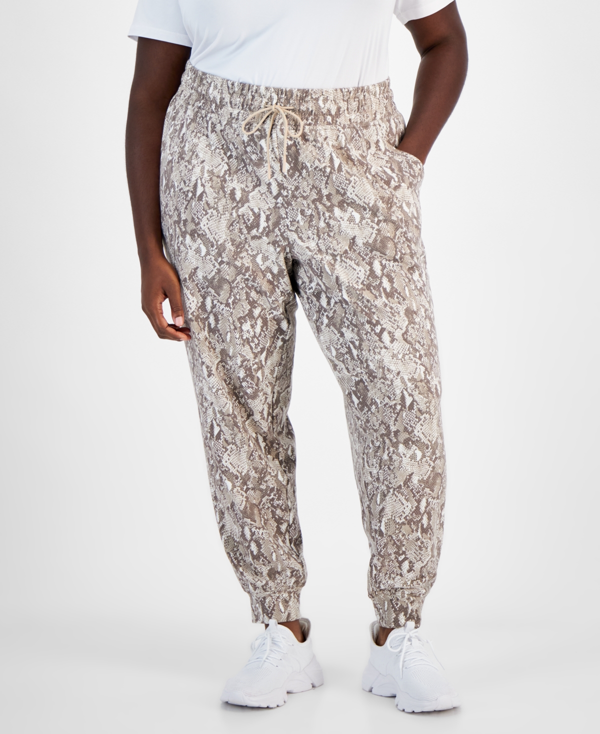 Id Ideology Plus Size Relaxed Animal-Print Fleece Jogger Sweatpants, Created for Macy's