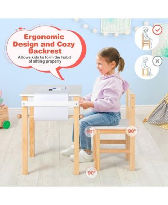Kids Table and Chair Set Wooden Activity Drawing Study Desk