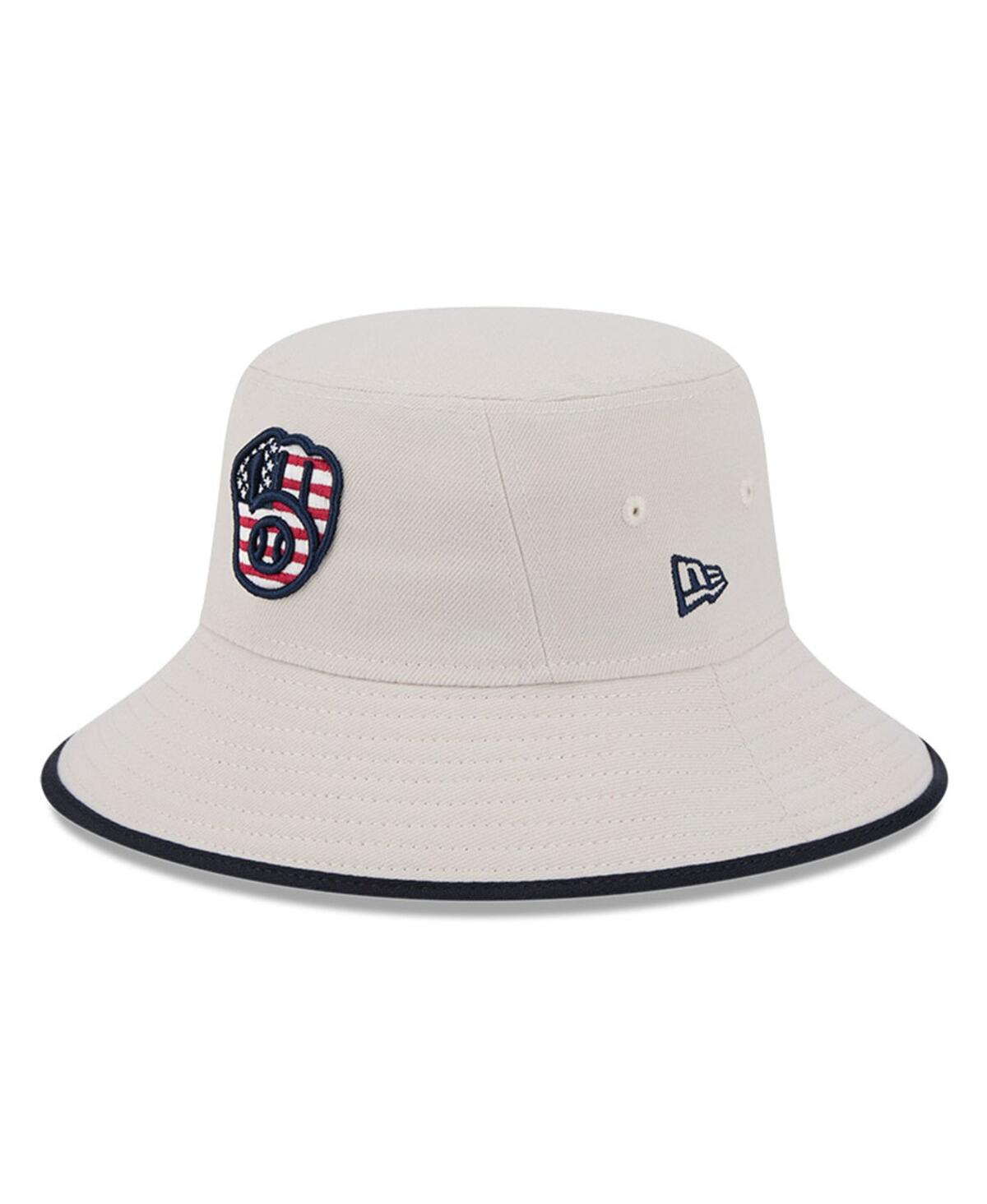 New Era Men's Khaki Milwaukee Brewers 2024 Fourth Of July Bucket Hat In Khaki