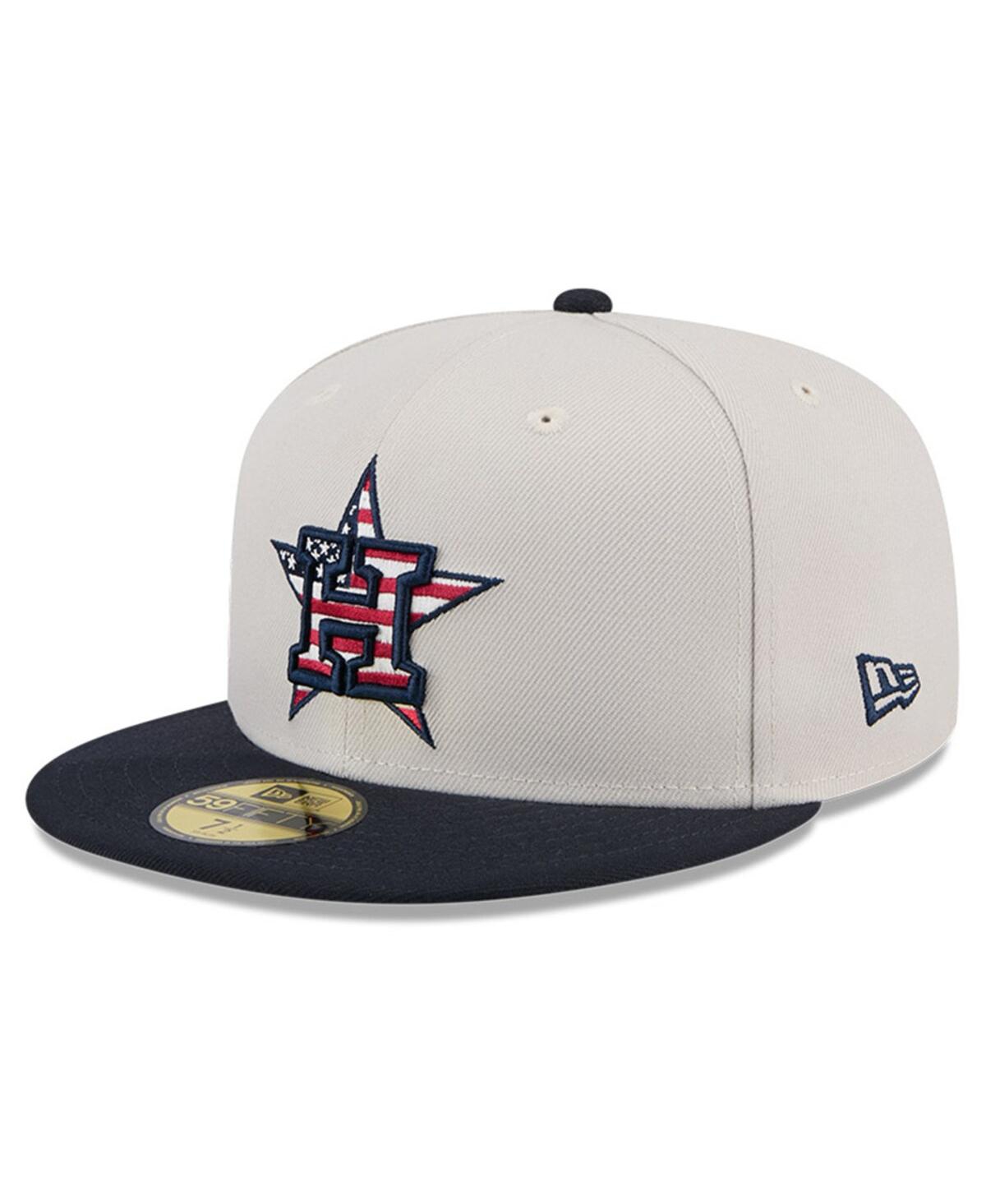 Shop New Era Men's Black Houston Astros 2024 Fourth Of July 59fifty Fitted Hat In Khaki