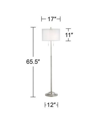 Roxie Modern Floor Lamp Standing 65 1/2" Tall Brushed Nickel Sheer Linen Double Drum Shade for Living Room Bedroom Office House