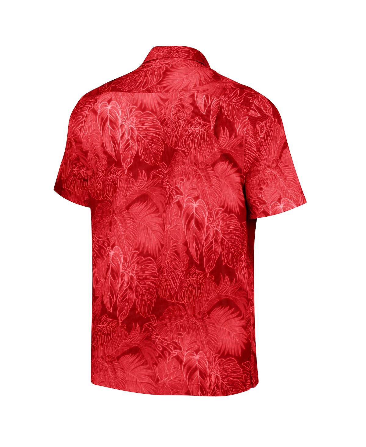 Tommy Bahama Men'sLos Angeles Angels Bahama Coast Luminescent Fronds IslandZone Button-Up Camp Shirt - Red