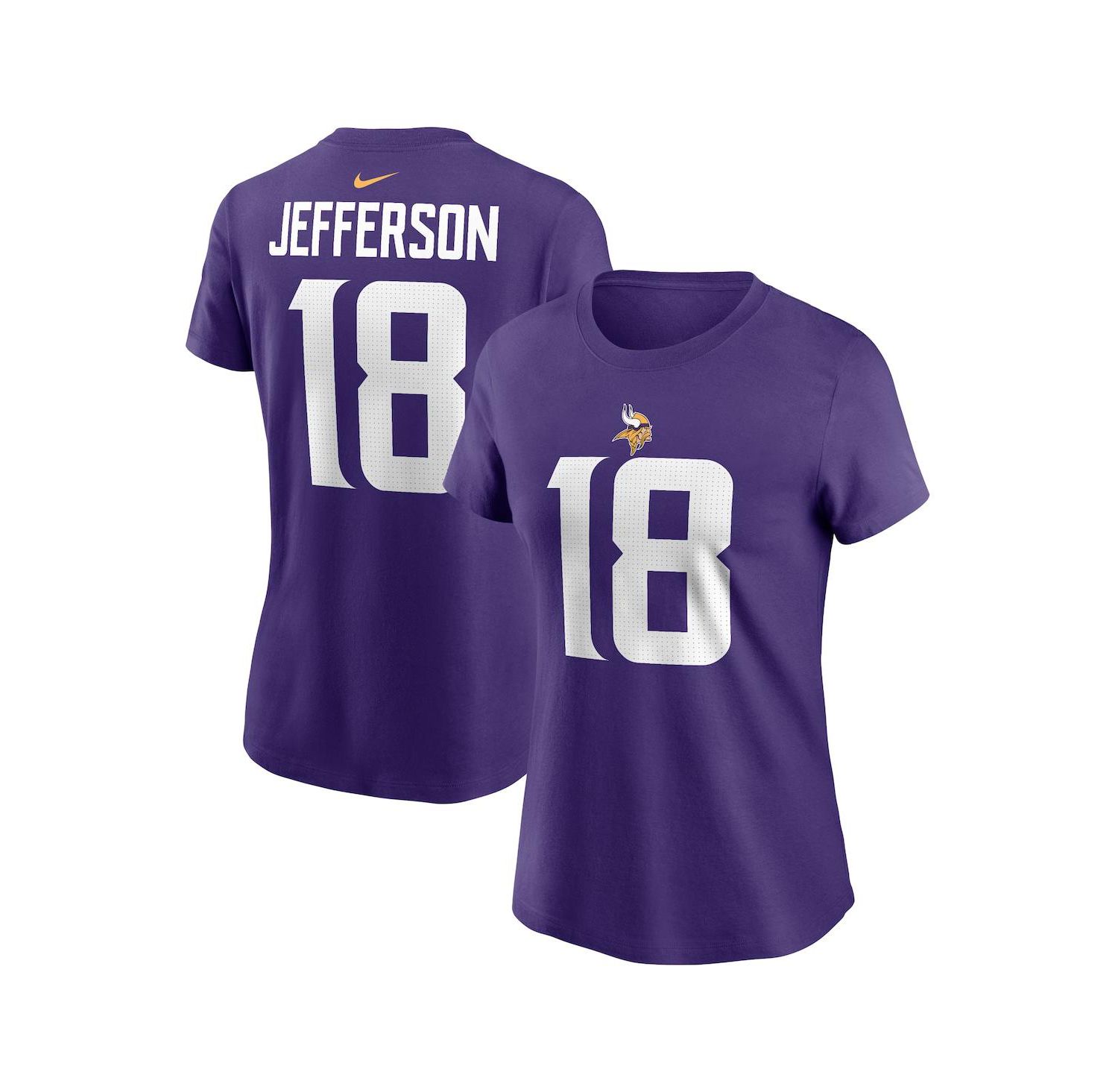 Men's and Women's Justin Jefferson Purple Minnesota Vikings Player Name & Number T-Shirt