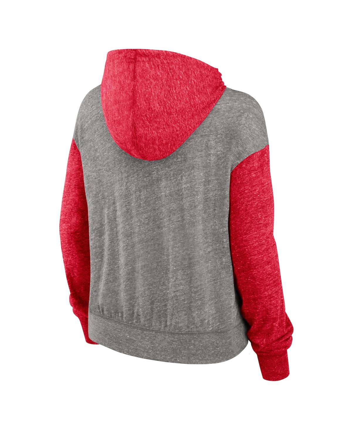 Nike Women'sScarlet Ohio State Buckeyes Blitz Color Block Legacy Pullover Hoodie - Heather Gray, Scarlet