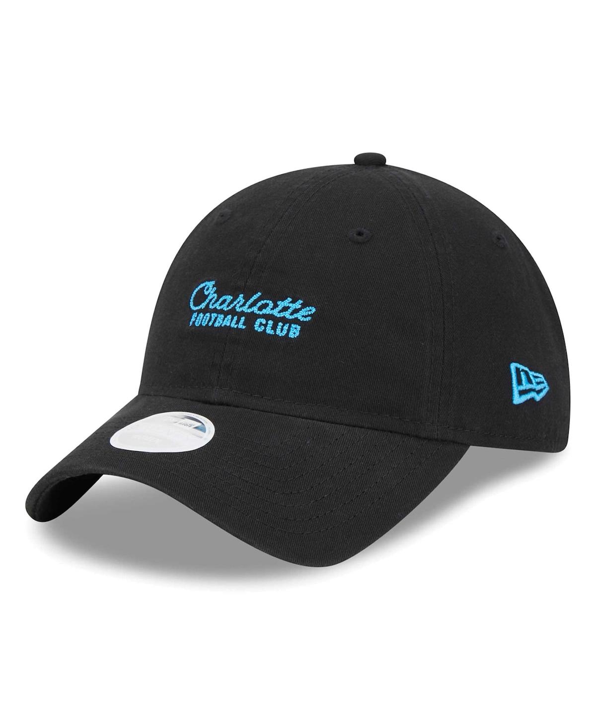 New Era Women's Black Charlotte Fc Throwback 9twenty Adjustable Hat In Black