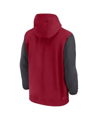 Men's Crimson Oklahoma Sooners 2024 Sideline Pregame Player Half-Zip Hoodie