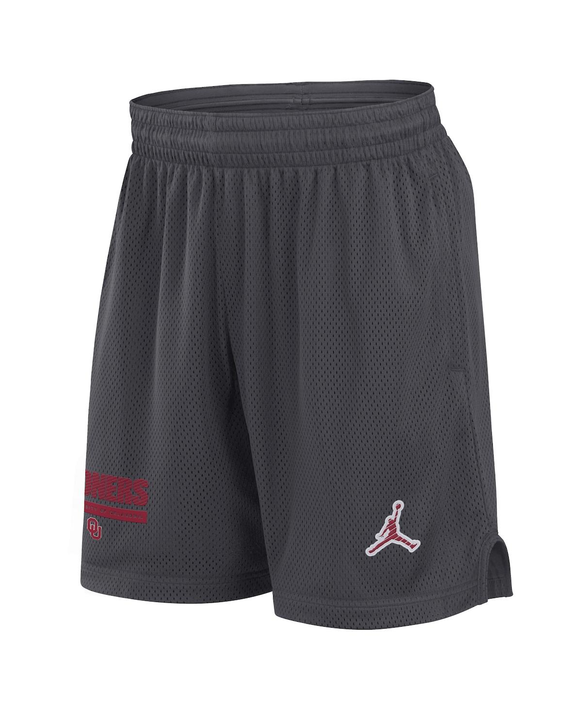 JORDAN MEN'S ANTHRACITE OKLAHOMA SOONERS 2024 SIDELINE MESH SHORTS 
