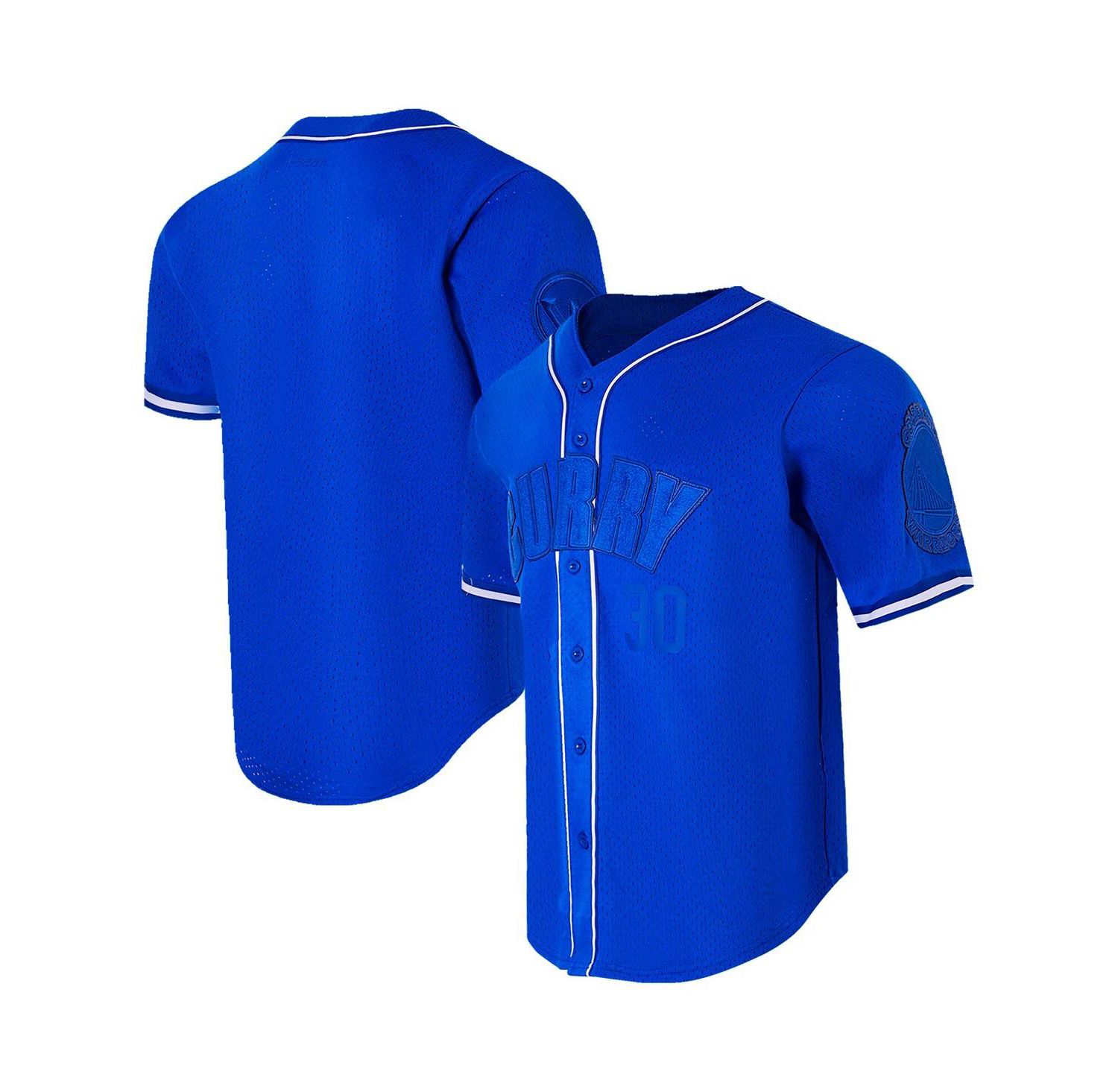 Men's Stephen Curry Royal Golden State Warriors Triple Tonal Mesh Button-Up Top
