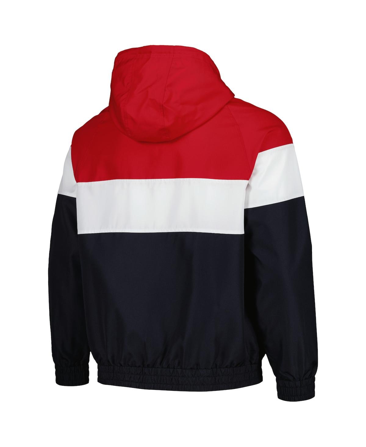 New Era Men'sBoston Red Sox Ripstop Raglan Quarter-Zip Hoodie Windbreaker Jacket - Navy