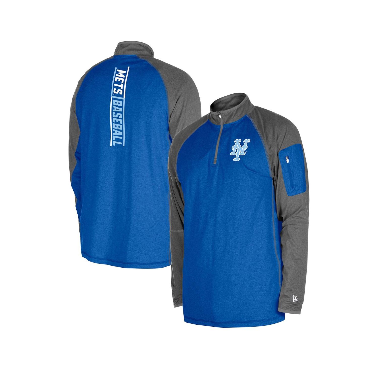 Men's Royal New York Mets Father's Day Raglan Quarter-Zip Top
