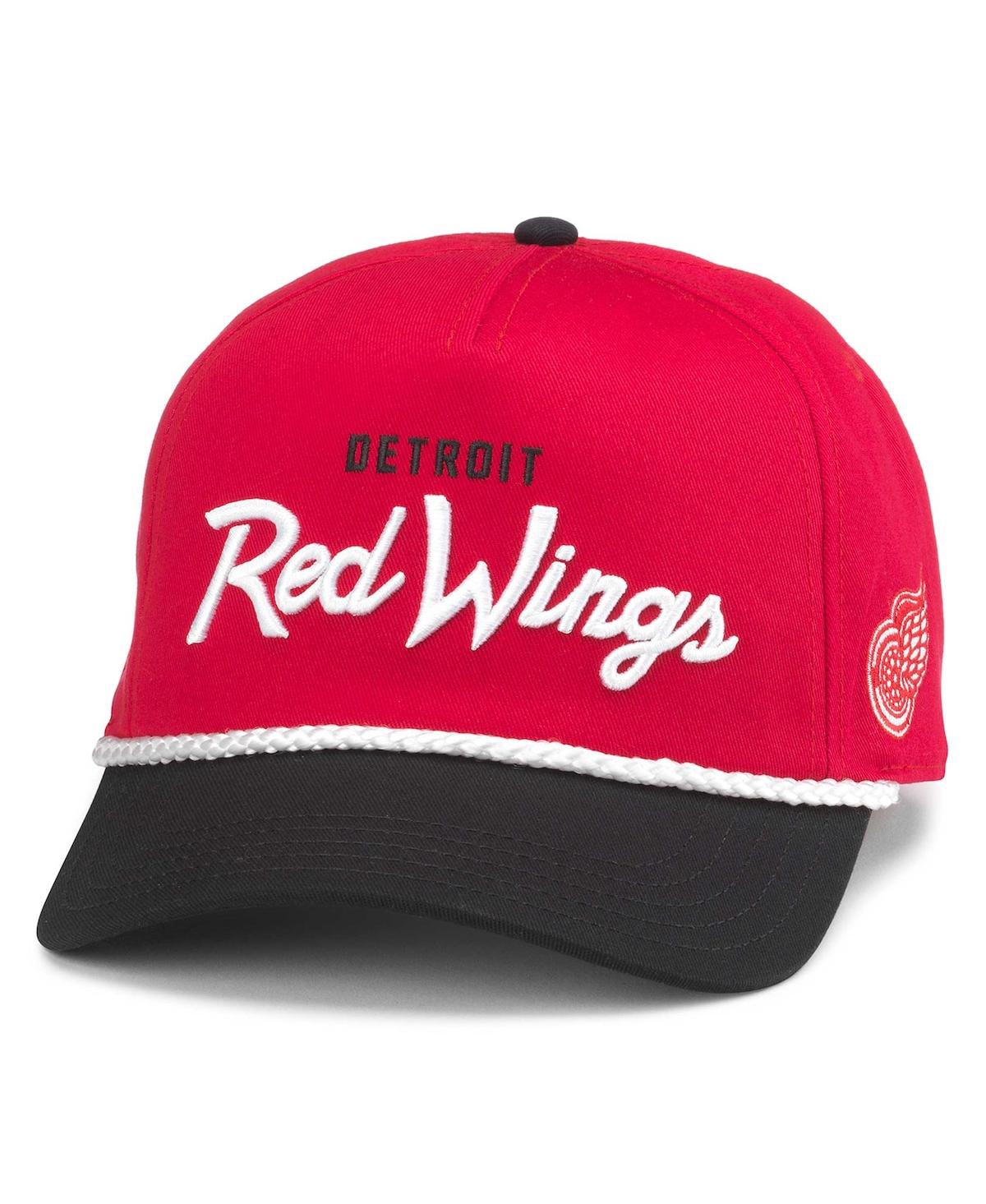 AMERICAN NEEDLE MEN'S RED/BLACK DETROIT RED WINGS ROSCOE WASHED TWILL ADJUSTABLE HAT 