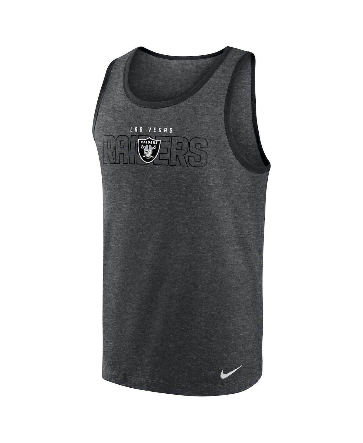 Nike Men's Heathered Charcoal Las Vegas Raiders Tri-Blend Tank Top - Black