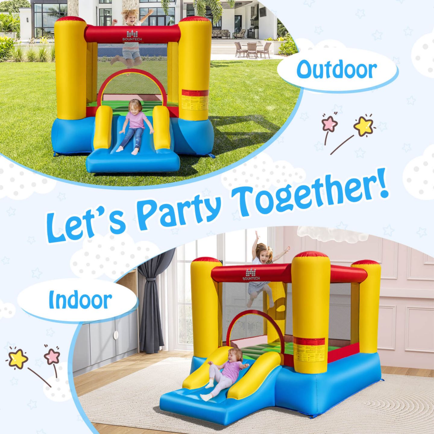 Детская игрушка Costway Inflatable Bouncer Kids Slide Bounce House for Indoor Outdoor without Blower — фото 8