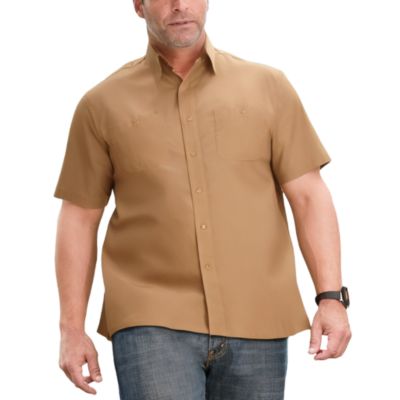 Tall Solid Wrinkle-Resistant Short Sleeve Button Down