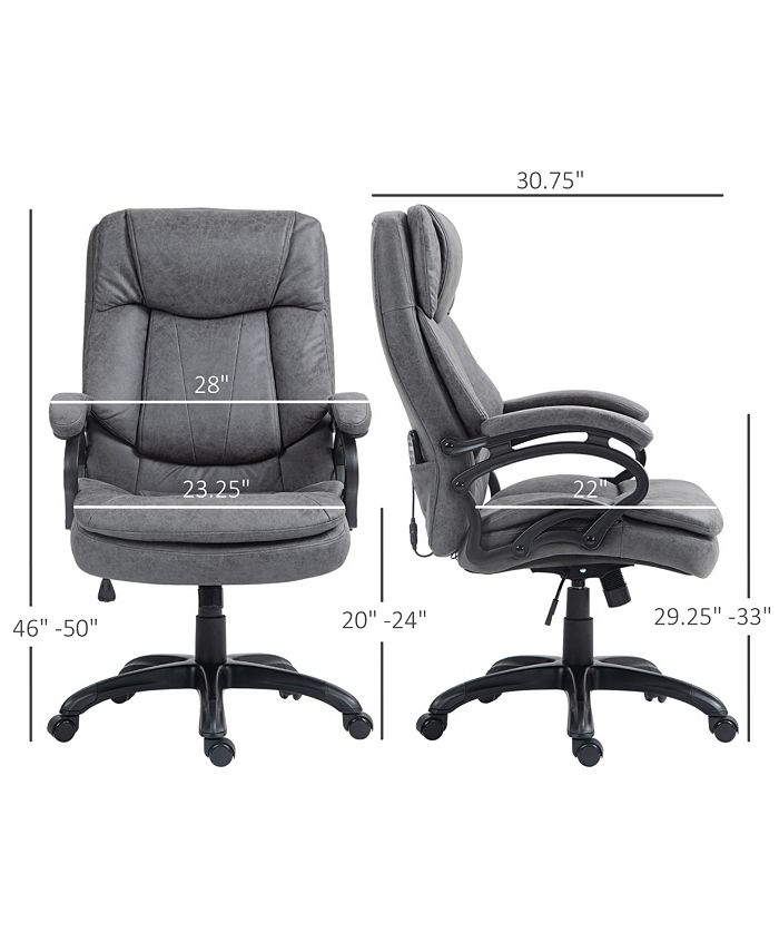 Massage Office Chair with Heat, Microfibre, Wheels, Gray Macy's