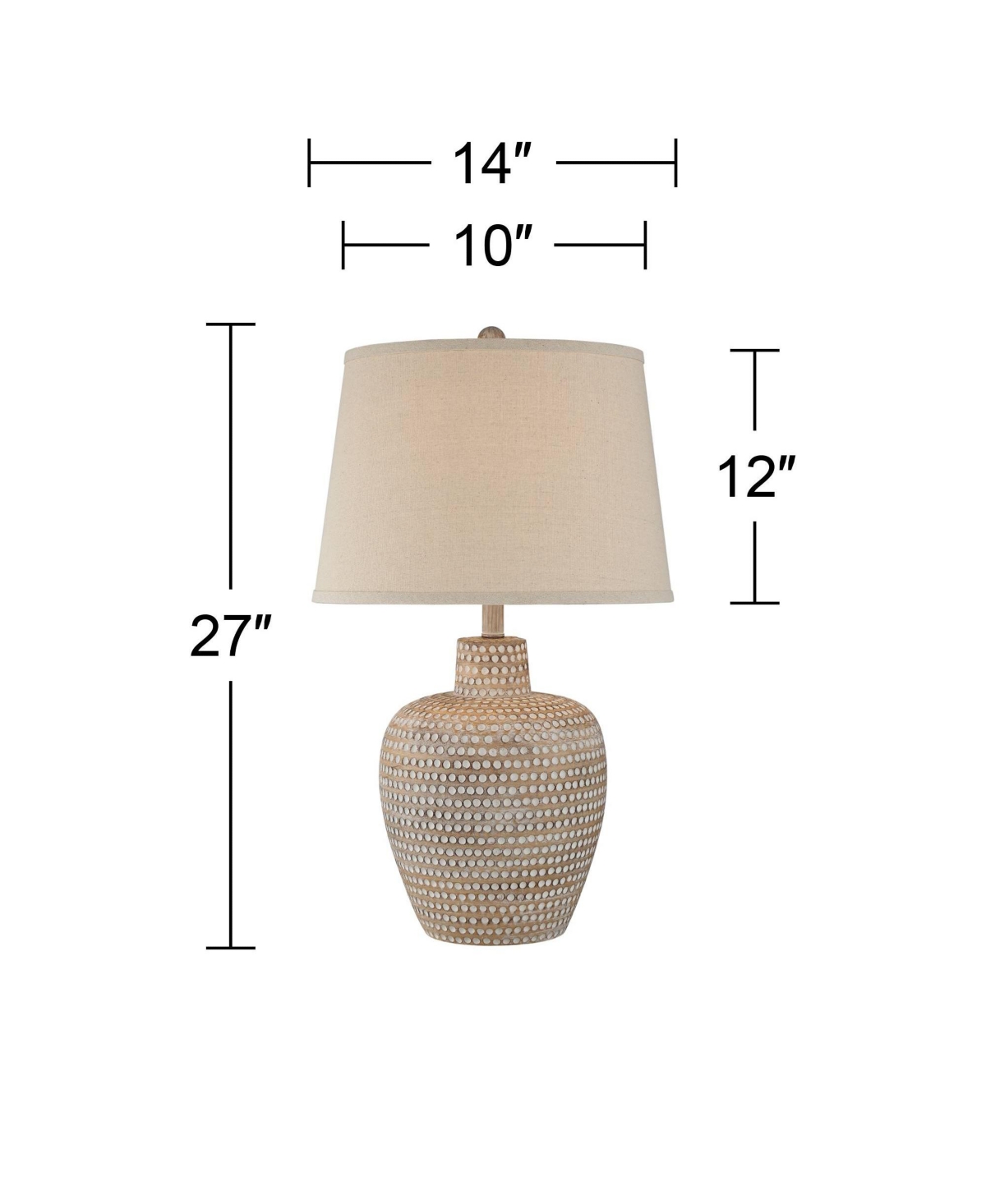 Regency Hill Glenn Rustic Southwestern Style Pot Table Lamps Tall Set of 2 Dappled Sandy Beige Oatmeal Fabric Drum Shades for Living Room Bedroom